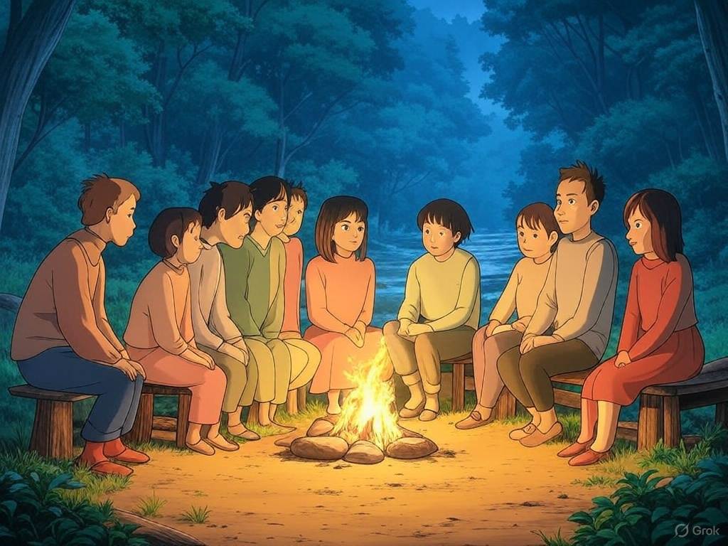 Vibrant AI-generated sunset in Studio Ghibli style