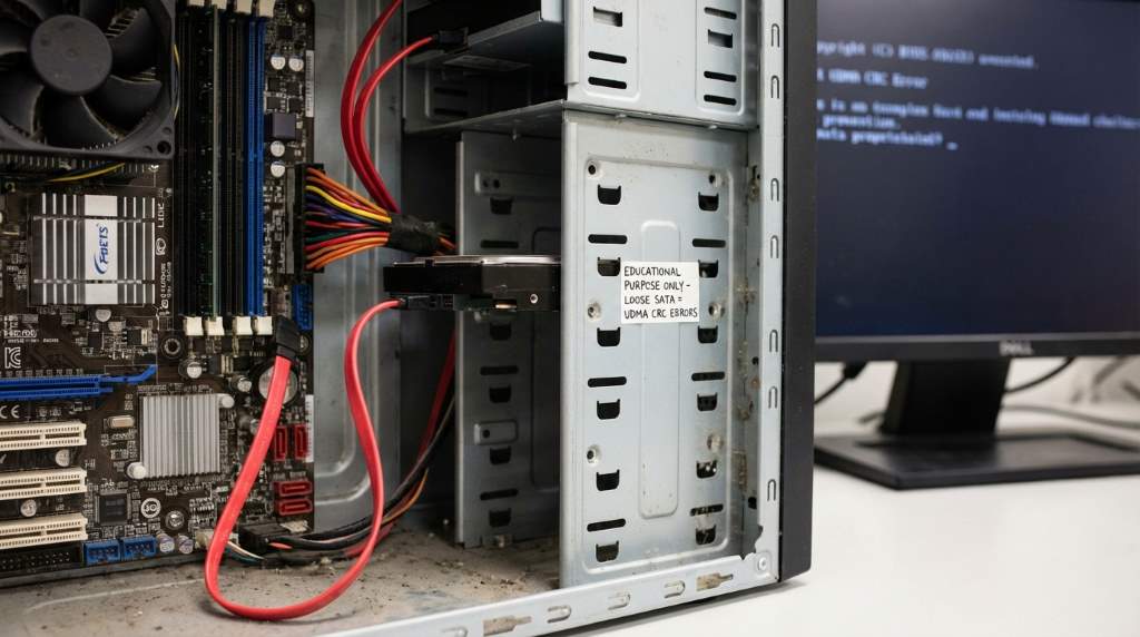 Loose SATA cable causing UDMA CRC errors inside a desktop PC