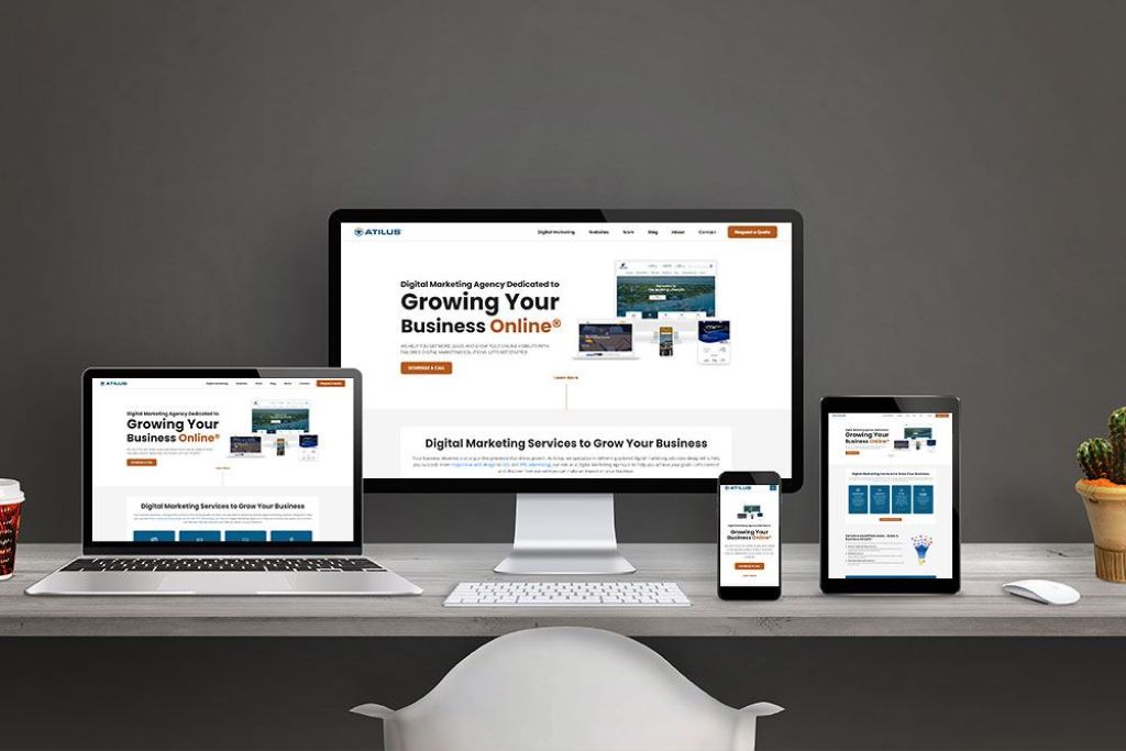 Programmer creating responsive web layout using PHP and modern design tools in Florida